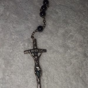 Hematite Beaded Silver Tone Rosary Beads
